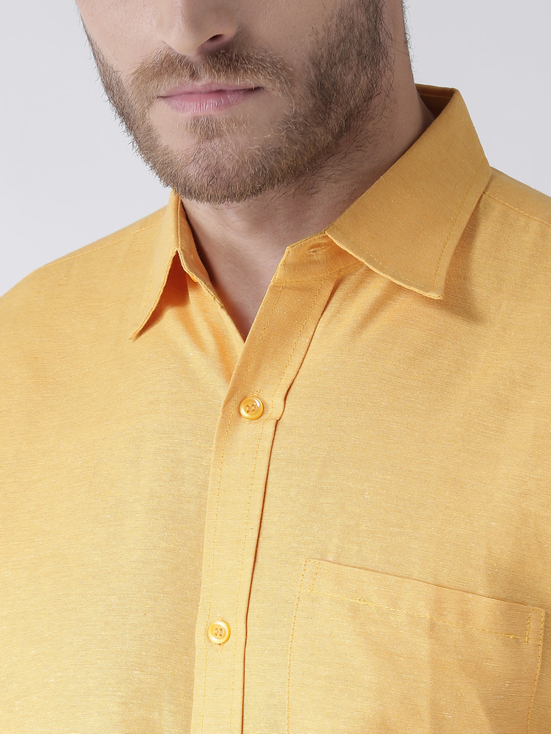 RIAG Yellow Men's Half Sleeves Solid Shirt | Grocsy