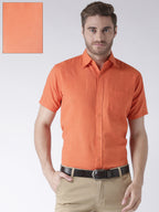 RIAG Orange Men's Half Sleeves Solid Shirt | Grocsy