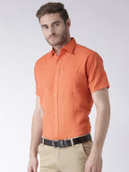 RIAG Orange Men's Half Sleeves Solid Shirt | Grocsy