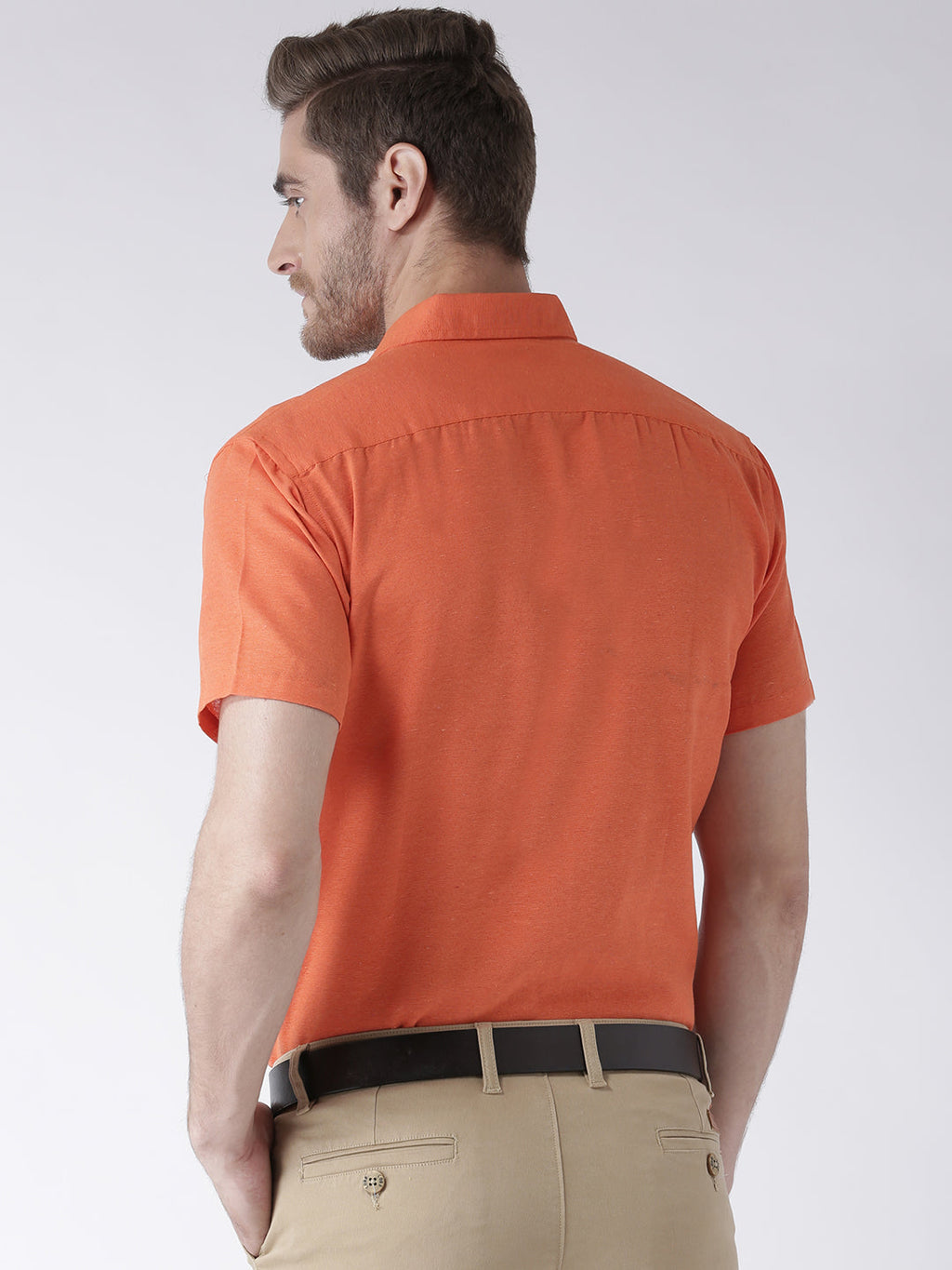 RIAG Orange Men's Half Sleeves Solid Shirt | Grocsy
