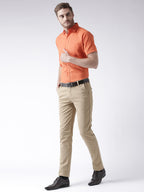 RIAG Orange Men's Half Sleeves Solid Shirt | Grocsy