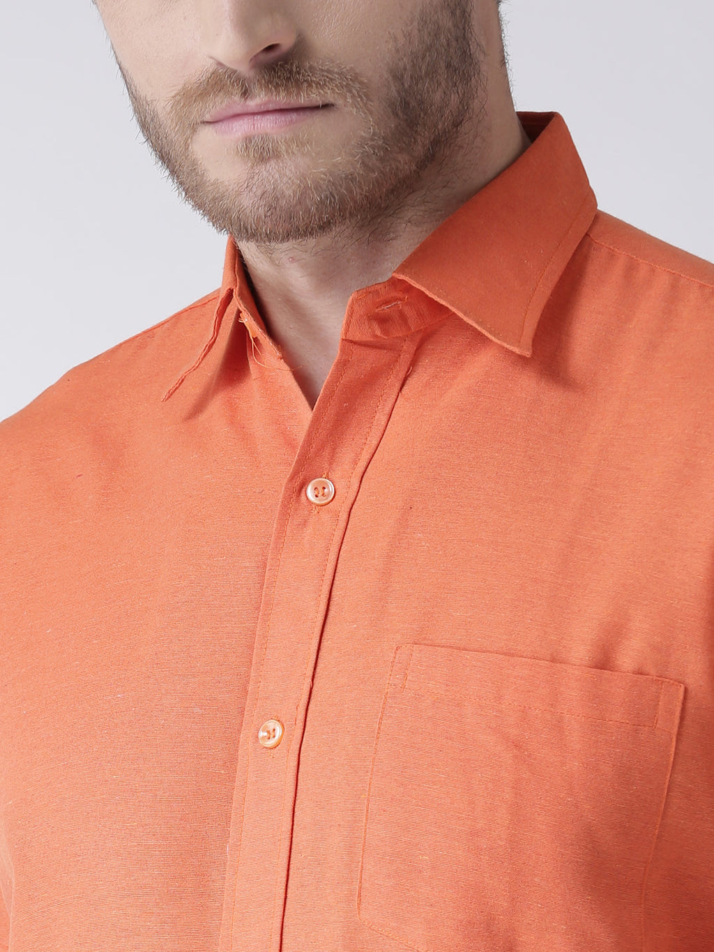 RIAG Orange Men's Half Sleeves Solid Shirt | Grocsy