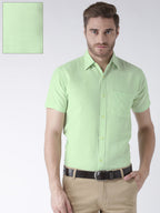 RIAG Green Men's Half Sleeves Solid Shirt | Grocsy