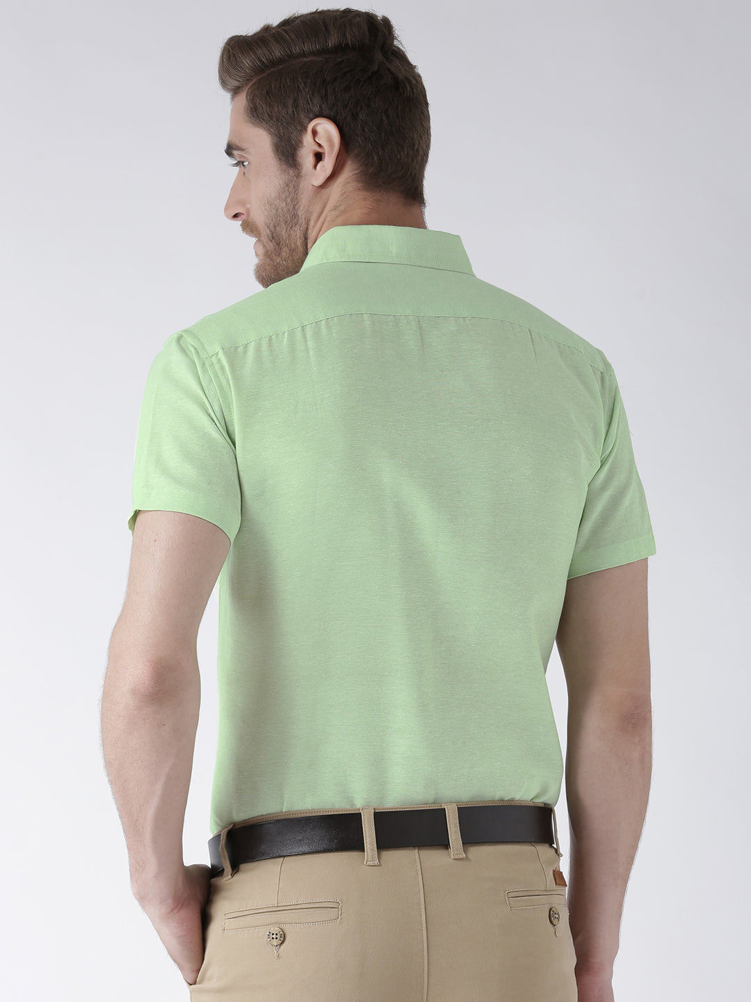 RIAG Green Men's Half Sleeves Solid Shirt | Grocsy