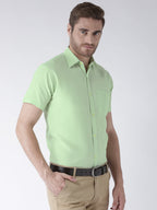 RIAG Green Men's Half Sleeves Solid Shirt | Grocsy