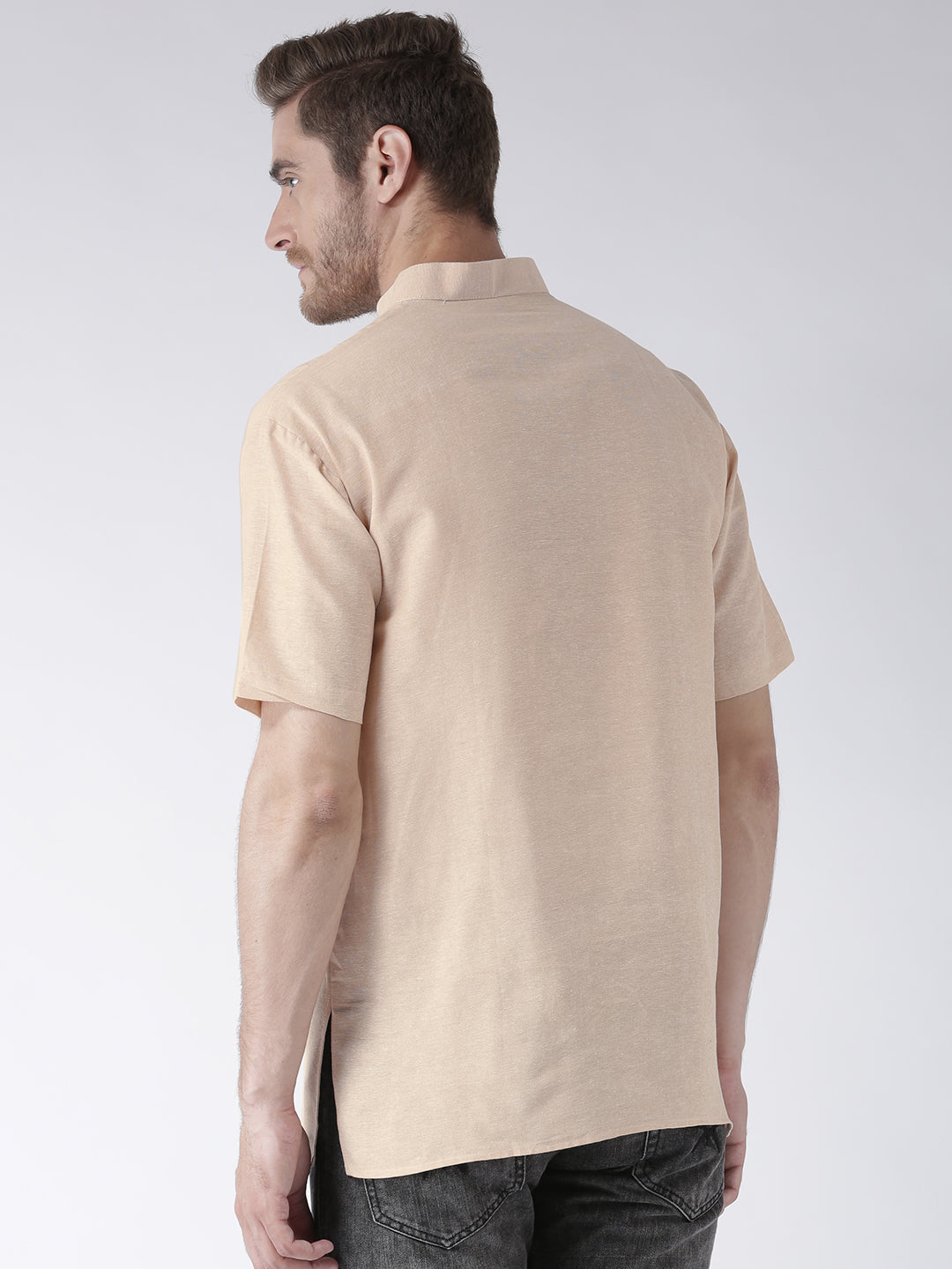 RIAG Men's Beige Cotton Short Ethnic Kurta | Grocsy