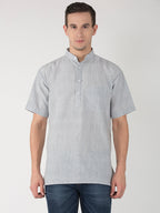 RIAG Men's Grey Cotton Short Ethnic Kurta | Grocsy