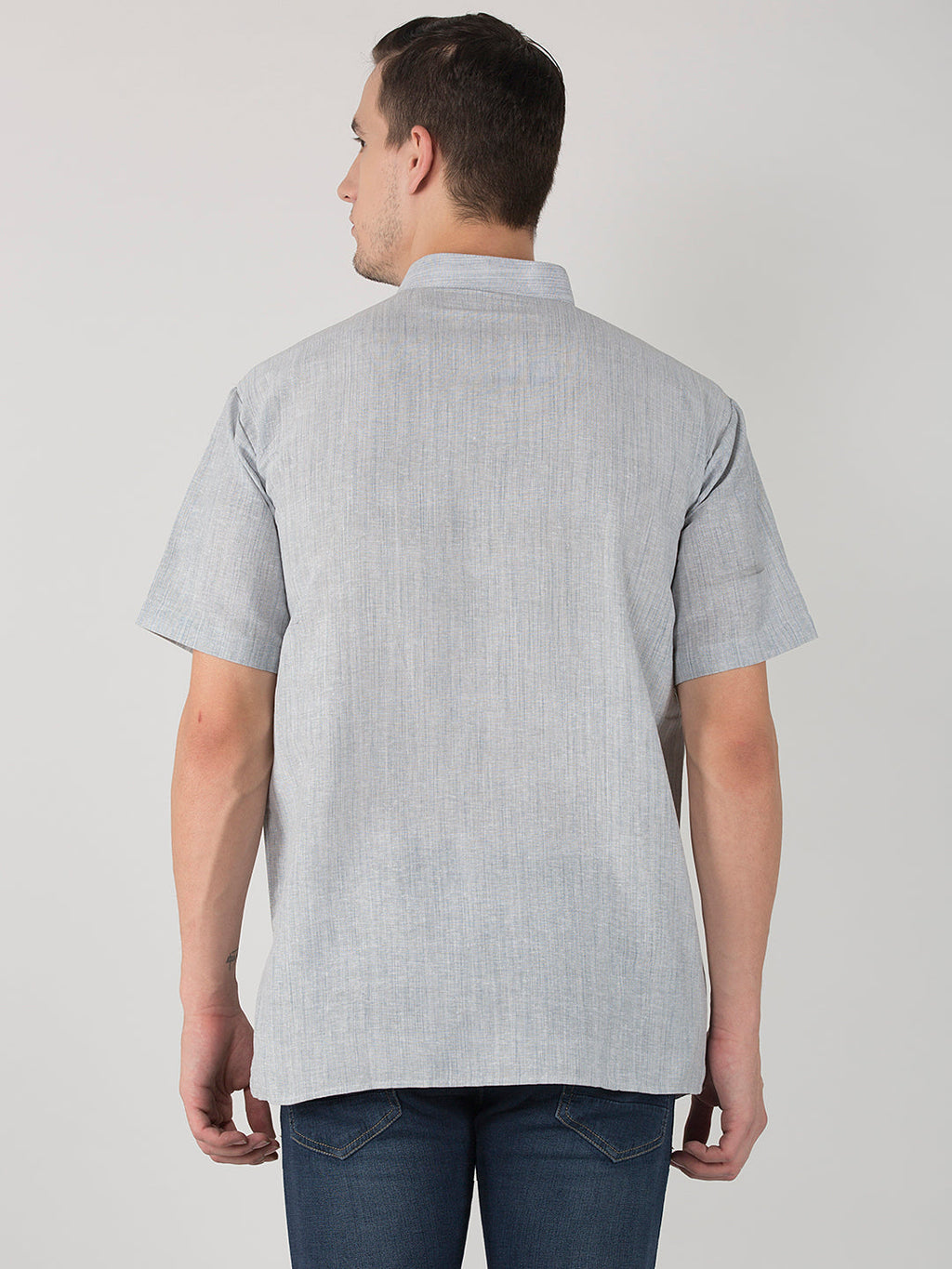 RIAG Men's Grey Cotton Short Ethnic Kurta | Grocsy