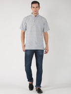 RIAG Men's Grey Cotton Short Ethnic Kurta | Grocsy