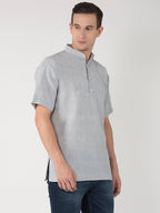 RIAG Men's Grey Cotton Short Ethnic Kurta | Grocsy