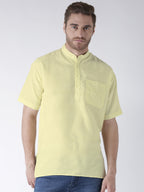 RIAG Men's Yellow Cotton Short Ethnic Kurta | Grocsy
