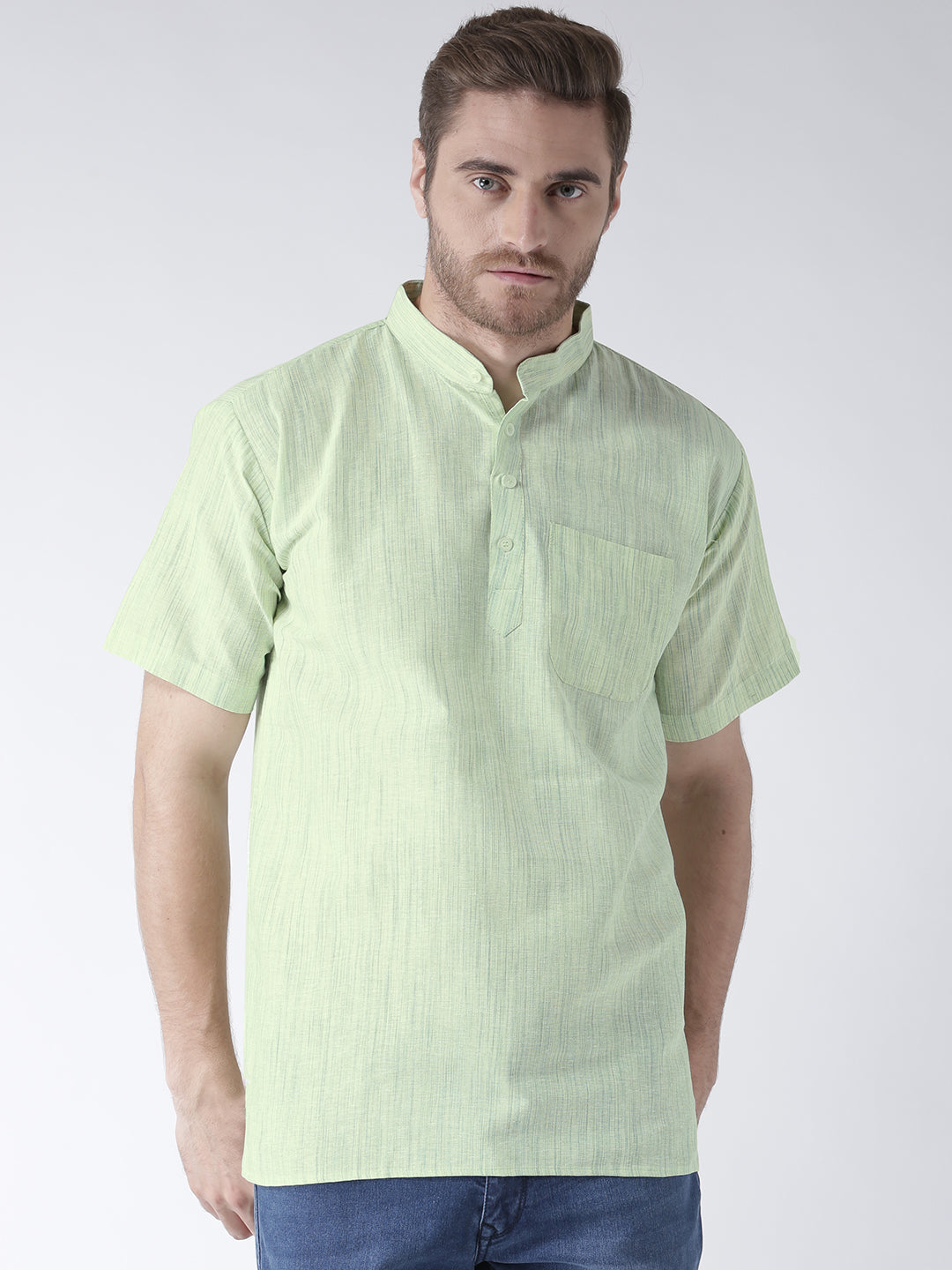 RIAG Men's Green Cotton Short Ethnic Kurta | Grocsy