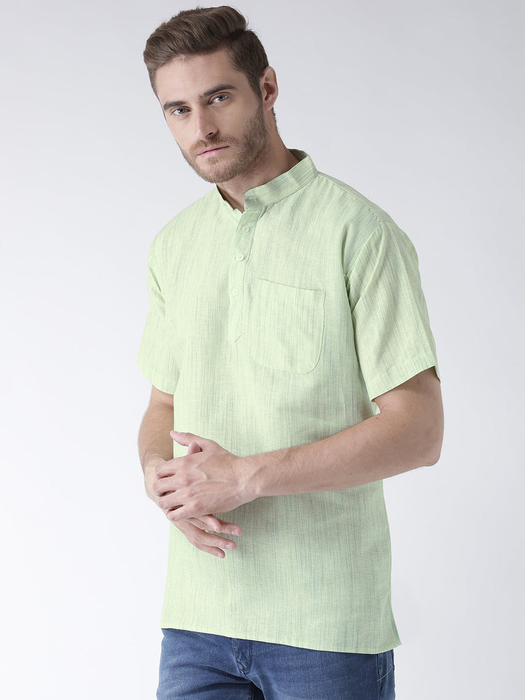RIAG Men's Green Cotton Short Ethnic Kurta | Grocsy