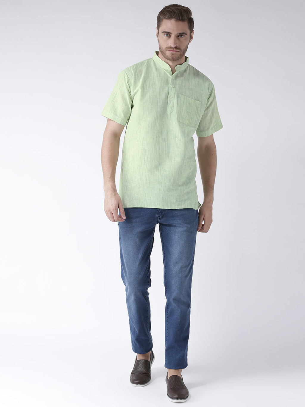 RIAG Men's Green Cotton Short Ethnic Kurta | Grocsy