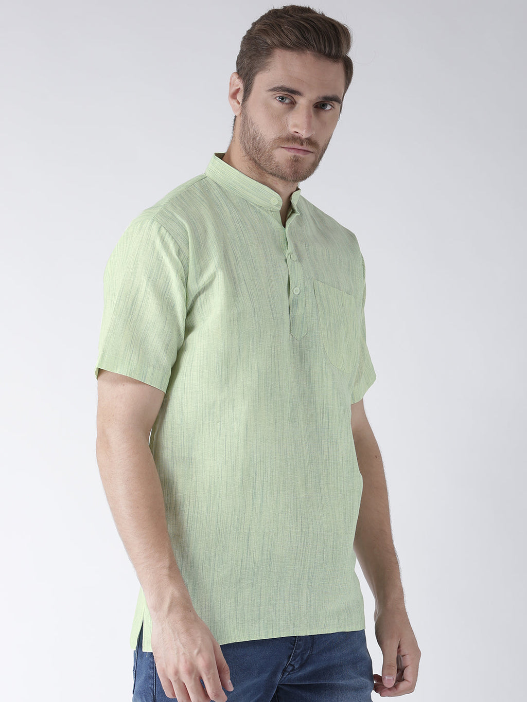 RIAG Men's Green Cotton Short Ethnic Kurta | Grocsy