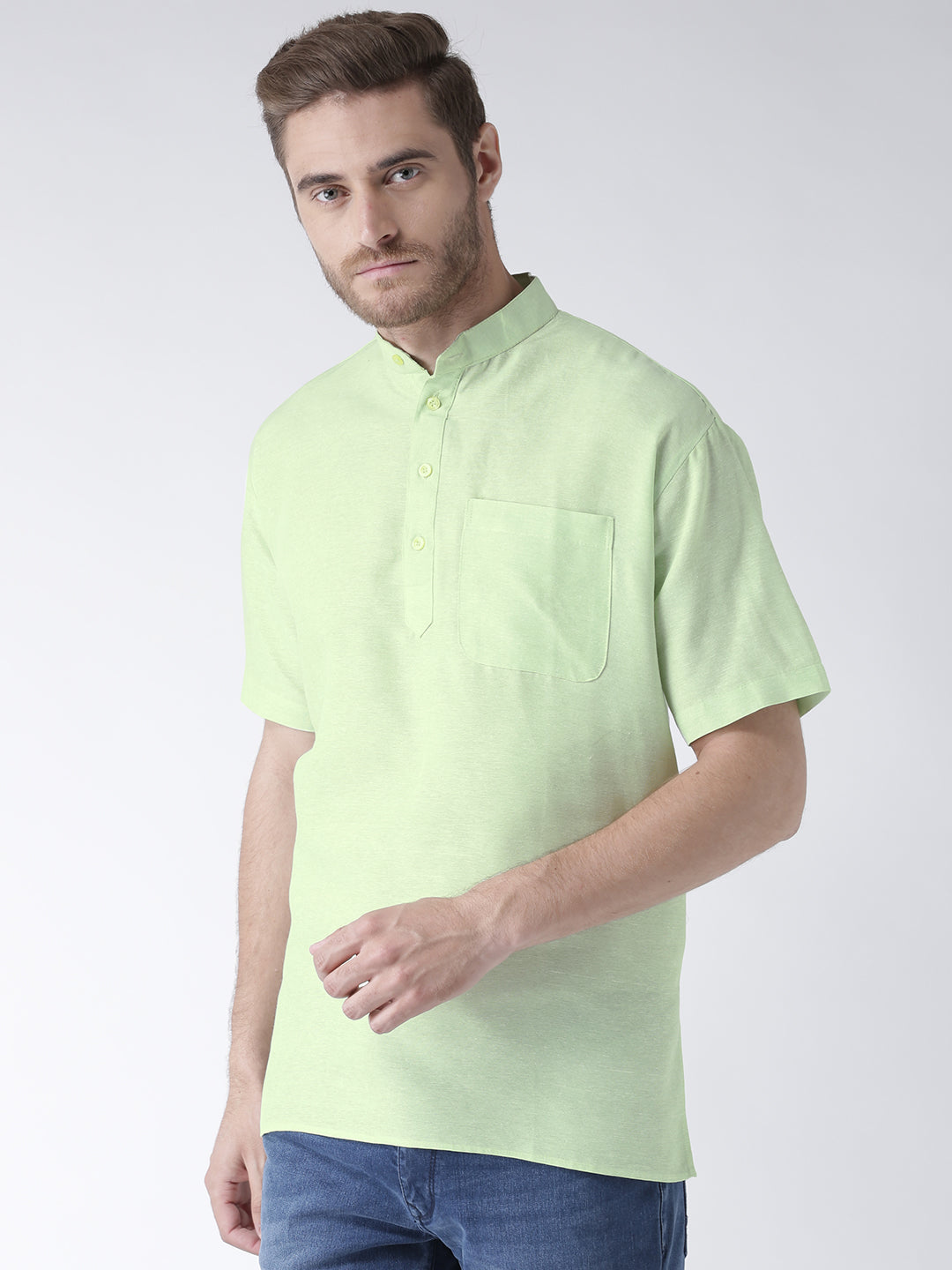 RIAG Men's Green Cotton Short Ethnic Kurta | Grocsy