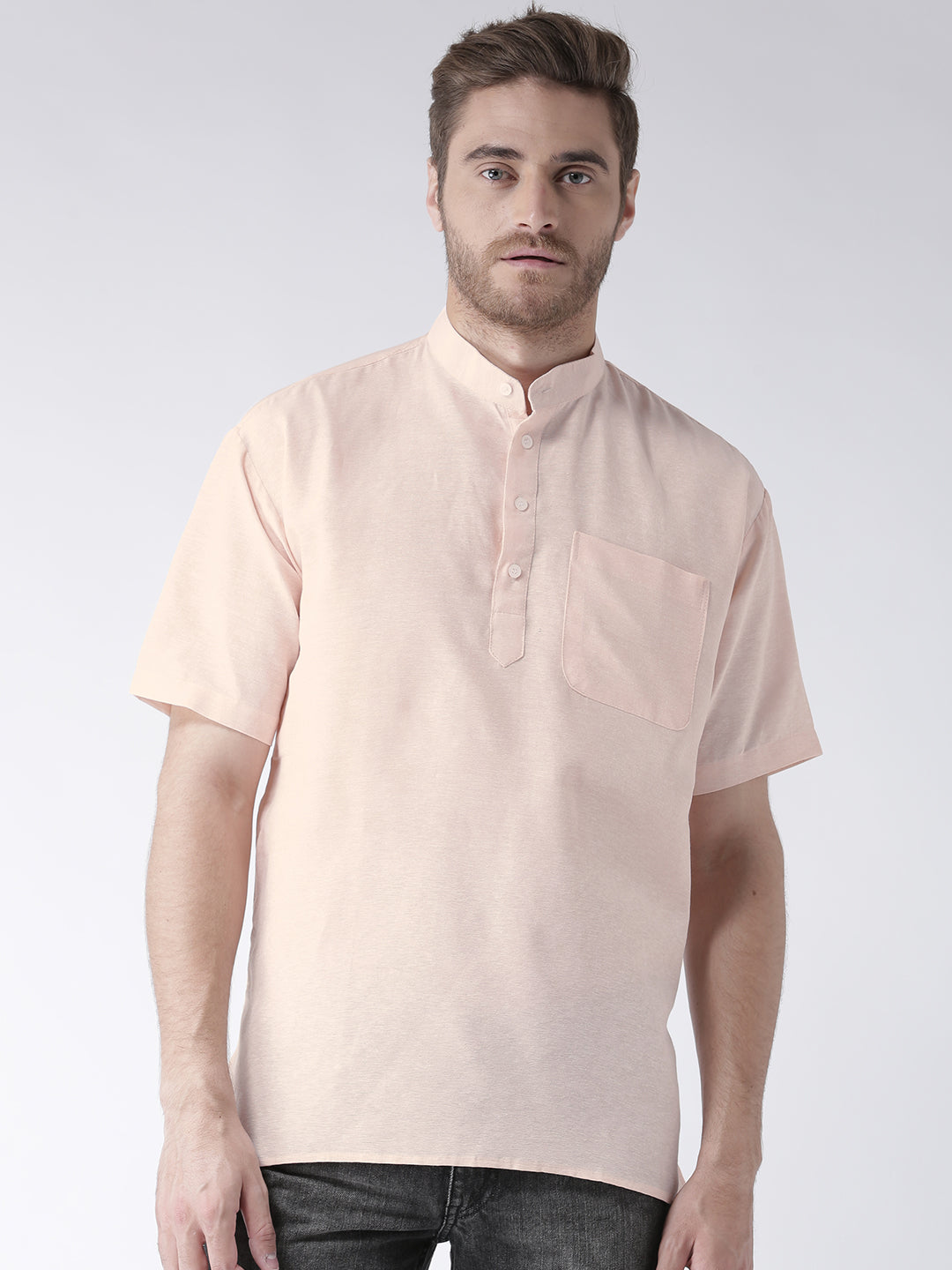 RIAG Men's Beige Cotton Short Ethnic Kurta | Grocsy