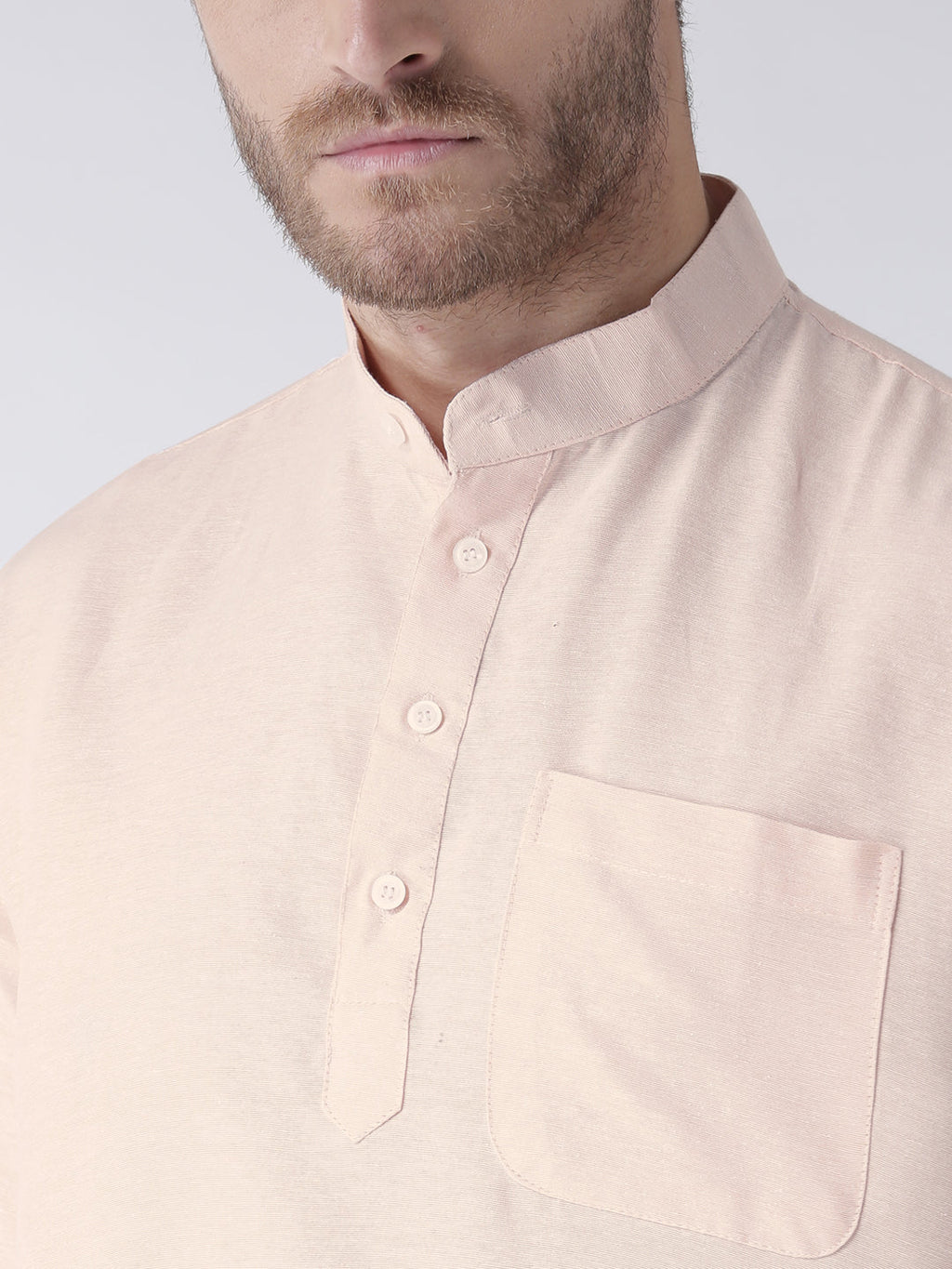 RIAG Men's Beige Cotton Short Ethnic Kurta | Grocsy