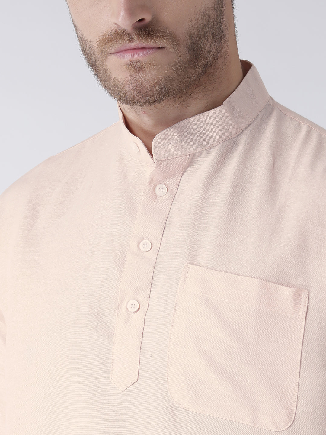RIAG Men's Beige Cotton Short Ethnic Kurta | Grocsy