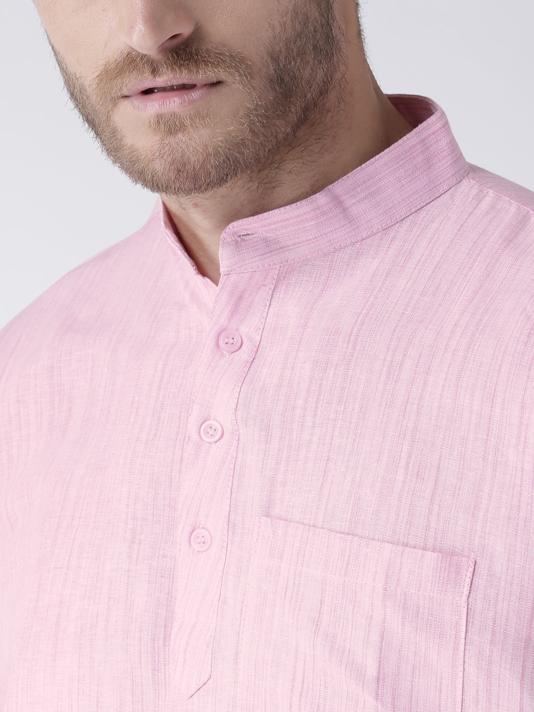 RIAG Men's Pink Cotton Short Ethnic Kurta | Grocsy