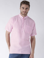 RIAG Men's Pink Cotton Short Ethnic Kurta | Grocsy