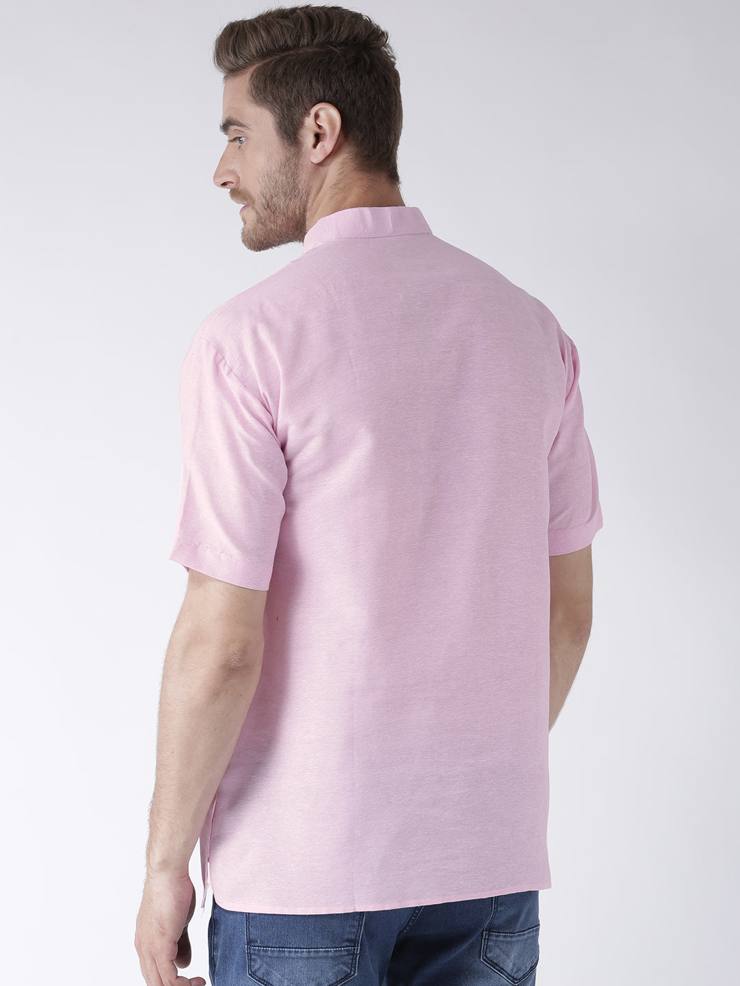 RIAG Men's Pink Cotton Short Ethnic Kurta | Grocsy