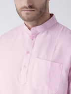 RIAG Men's Pink Cotton Short Ethnic Kurta | Grocsy