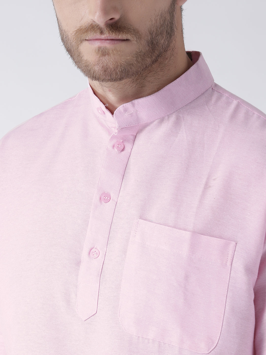 RIAG Men's Pink Cotton Short Ethnic Kurta | Grocsy