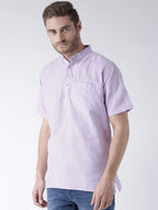 RIAG Men's Purple Cotton Short Ethnic Kurta | Grocsy
