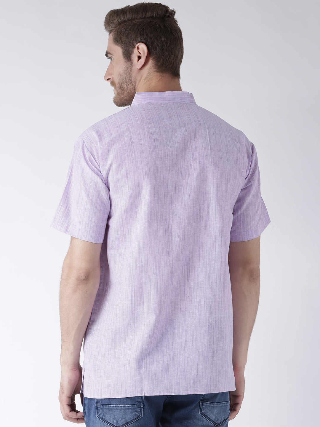 RIAG Men's Purple Cotton Short Ethnic Kurta | Grocsy