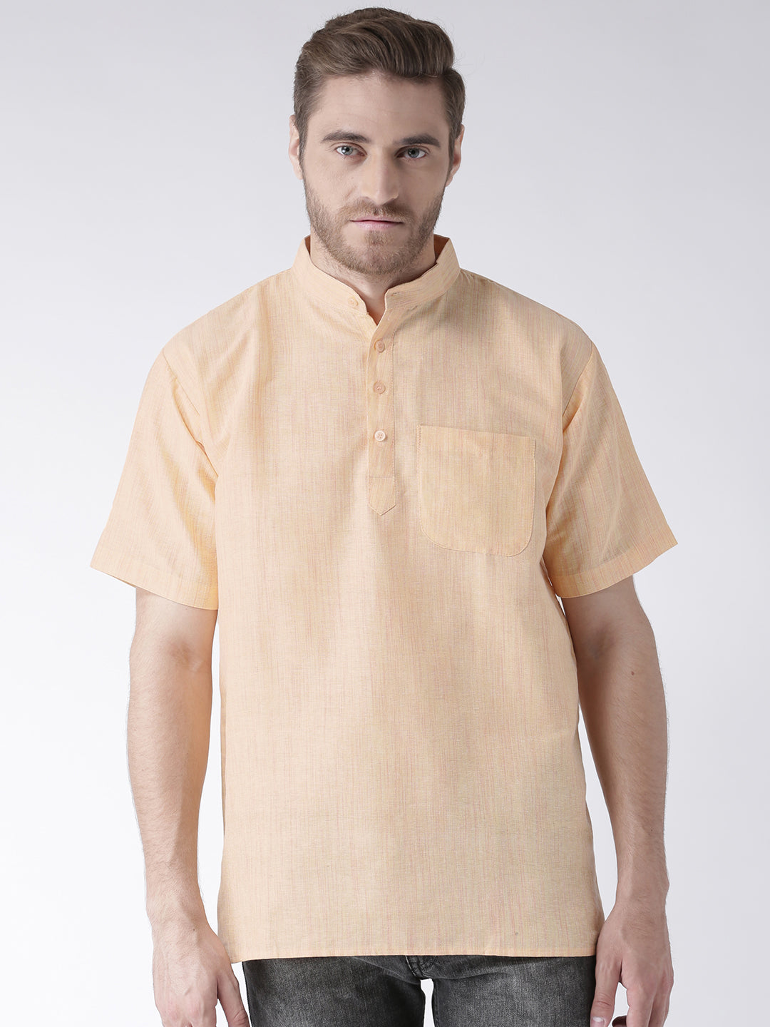 RIAG Men's Beige Cotton Short Ethnic Kurta | Grocsy
