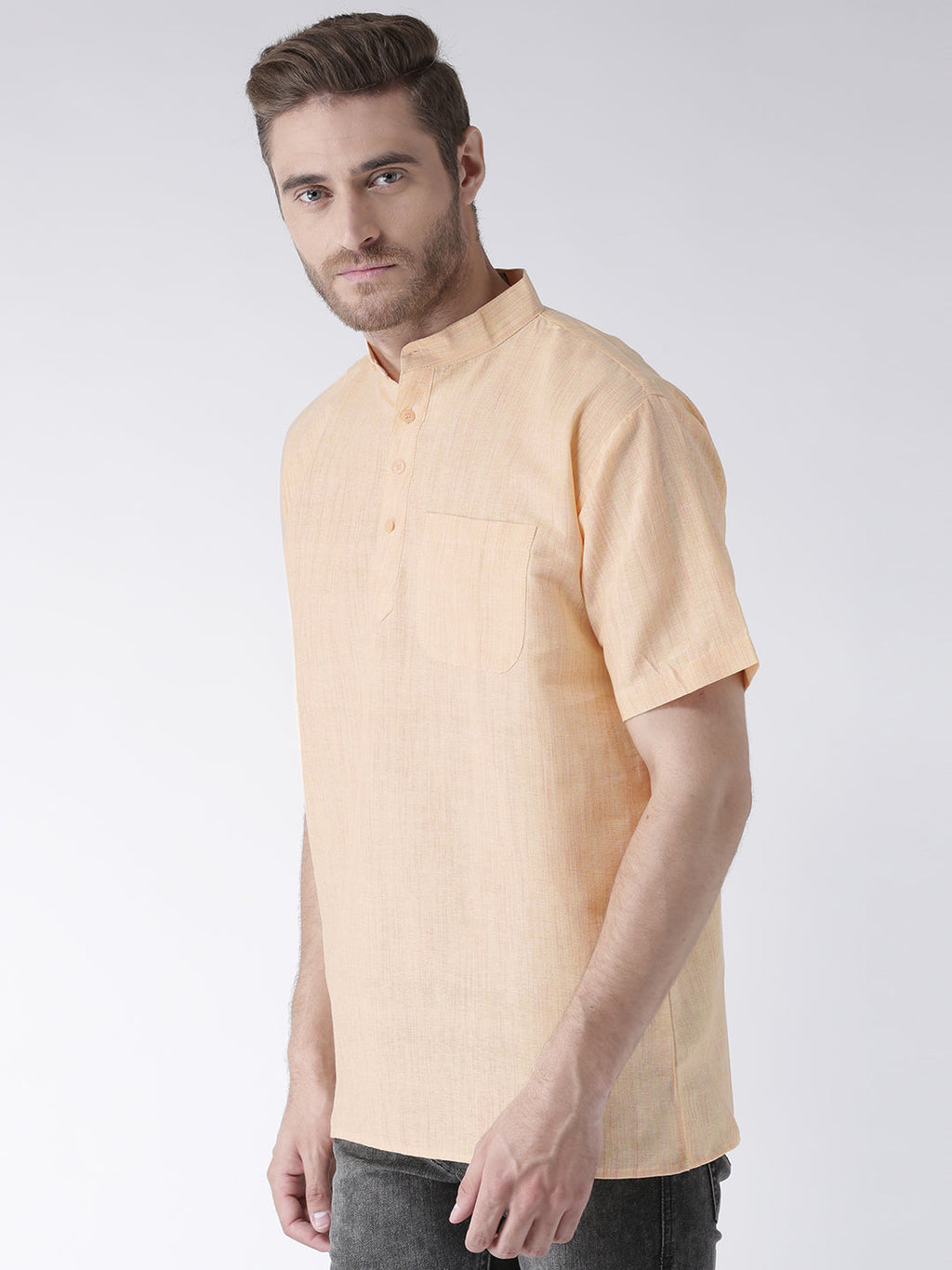 RIAG Men's Beige Cotton Short Ethnic Kurta | Grocsy