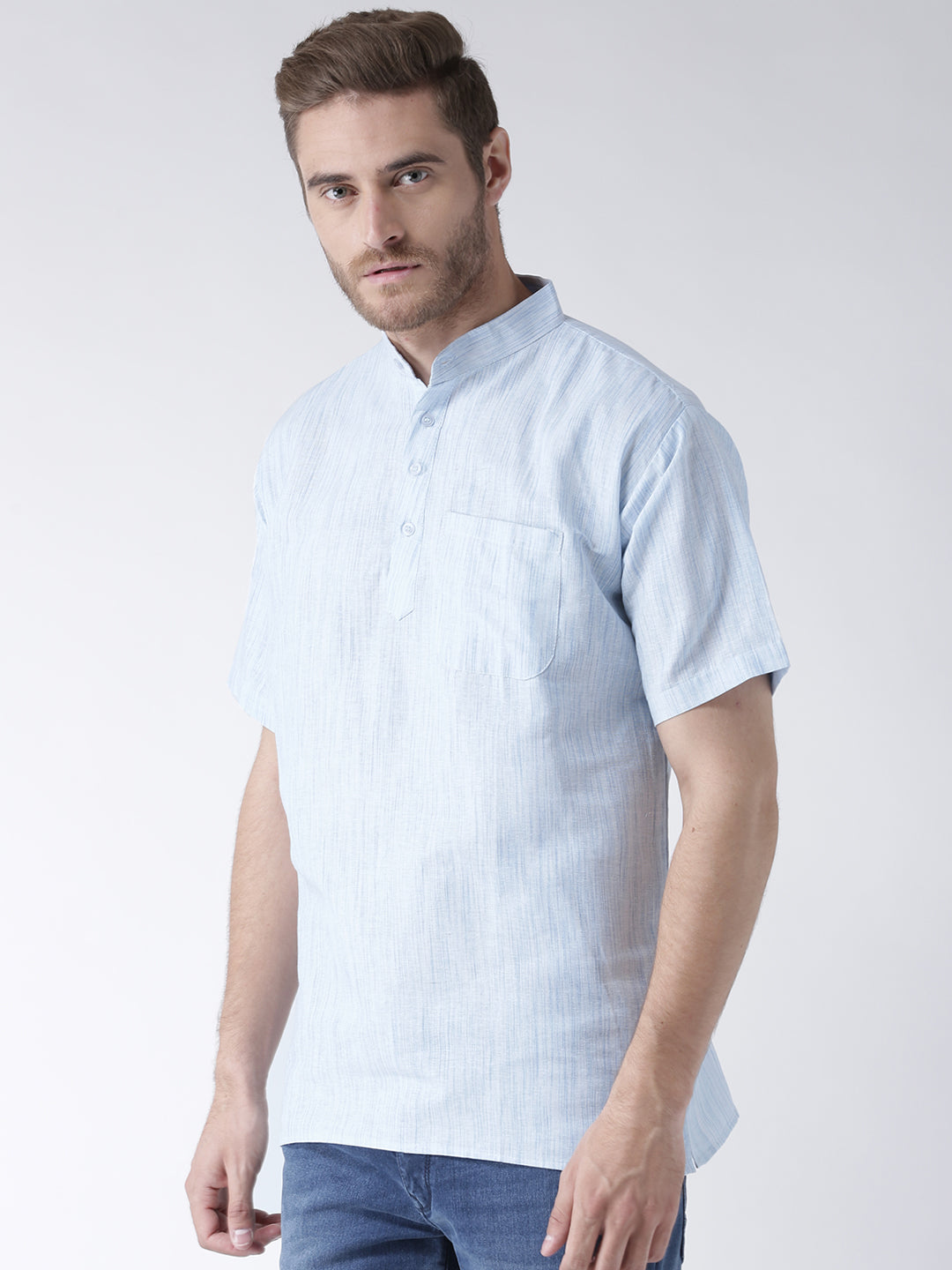RIAG Men's Blue Cotton Short Ethnic Kurta | Grocsy