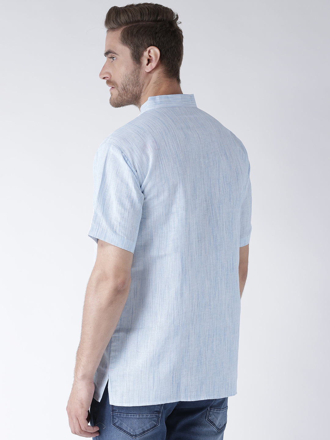 RIAG Men's Blue Cotton Short Ethnic Kurta | Grocsy