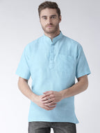 RIAG Men's Cotton Short Ethnic Kurta - Light Blue | Grocsy