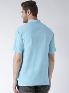 RIAG Men's Cotton Short Ethnic Kurta - Light Blue | Grocsy