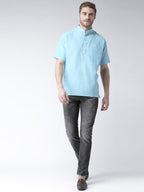 RIAG Men's Cotton Short Ethnic Kurta - Light Blue | Grocsy