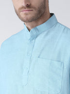 RIAG Men's Cotton Short Ethnic Kurta - Light Blue | Grocsy