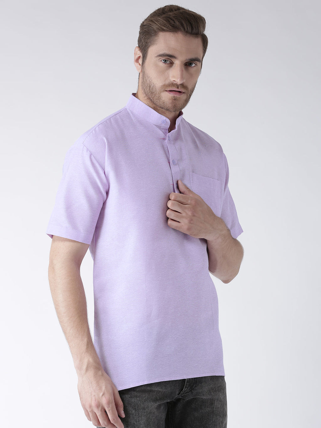 RIAG Men's Purple Cotton Short Ethnic Kurta | Grocsy