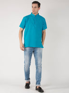 RIAG Men's Blue Cotton Short Ethnic Kurta | Grocsy
