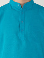 RIAG Men's Blue Cotton Short Ethnic Kurta | Grocsy
