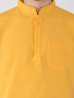 RIAG Men's Yellow Cotton Short Ethnic Kurta | Grocsy