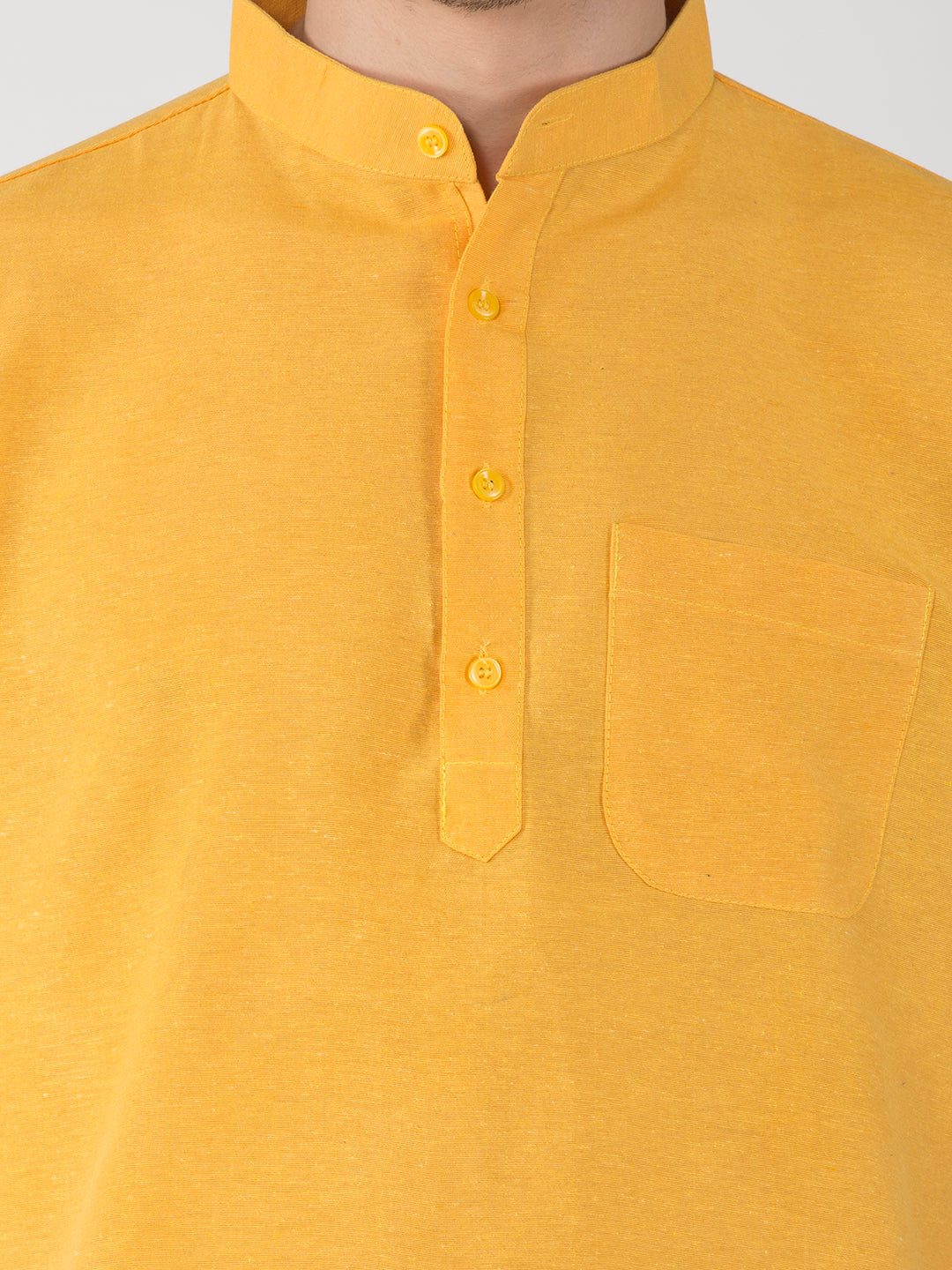 RIAG Men's Yellow Cotton Short Ethnic Kurta | Grocsy