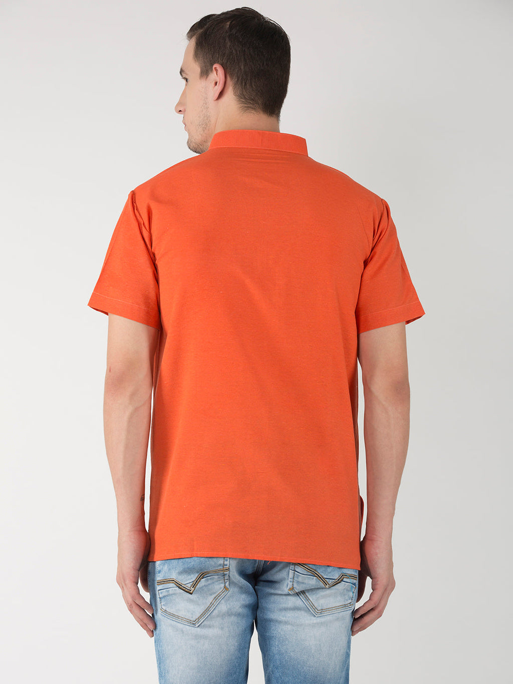 RIAG Men's Orange Cotton Short Ethnic Kurta | Grocsy