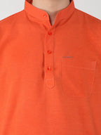 RIAG Men's Orange Cotton Short Ethnic Kurta | Grocsy