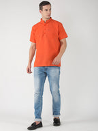 RIAG Men's Orange Cotton Short Ethnic Kurta | Grocsy