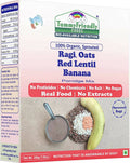 TummyFriendly Foods Organic Sprouted Ragi, Oats, Red Lentil, Banana Porridge Mix | Grocsy