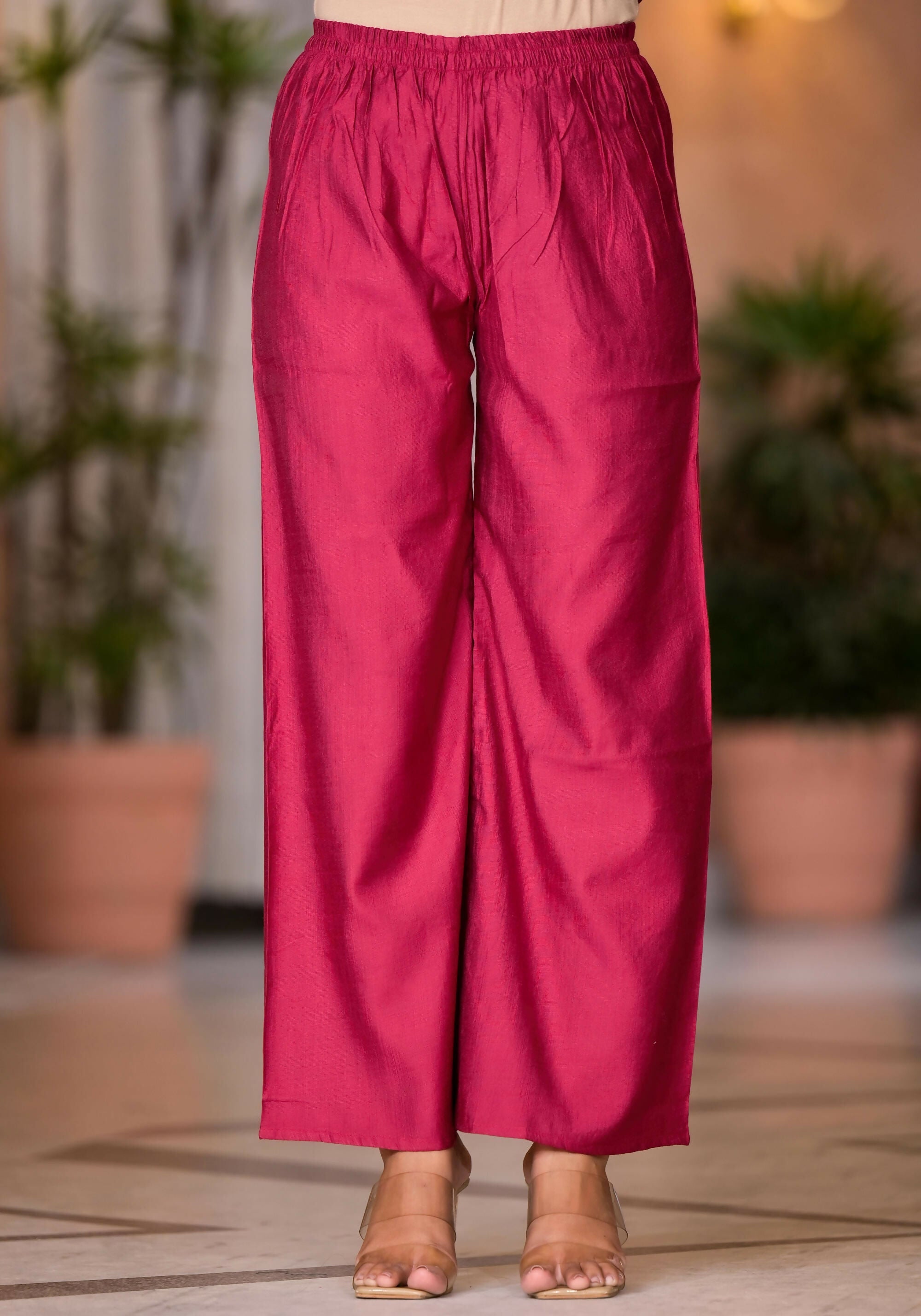 Juniper Women's Fuchsia Zari Embroidered Cotton Kurta Set With Button Closure | Grocsy