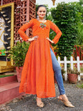 Prazu Fashion Fanta Georgette Bandhani Print Work With Kutchi Patch-Work Navaratri Kurti | Grocsy