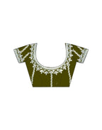 Joban Fashion Tissue Silk Olive Green Color Embroidery Saree | Grocsy